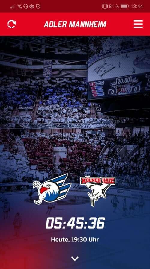 Adler Mannheim Fan App Screen