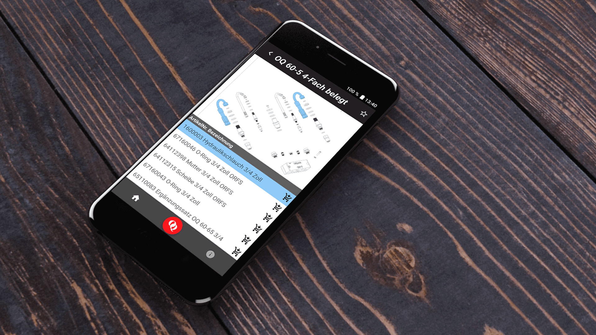 Explosionszeichnungs-Framework von x-root Software GmbH in der OilQuick App