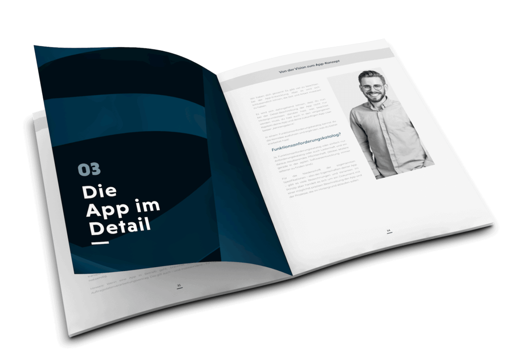 Blick in den Leitfaden "Von der Vision zum App-Konzept" von x-root Software GmbH